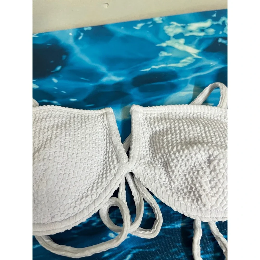 ☀️White Smocked Underwire Bikini Set High Cut Cheeky Two Piece Swimsuit